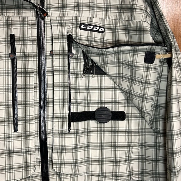 Loop Tackle Men's Fly Fishing Waterproof Hooded Zip Up Neutral Plaid Jacket XXL - Picture 5 of 11
